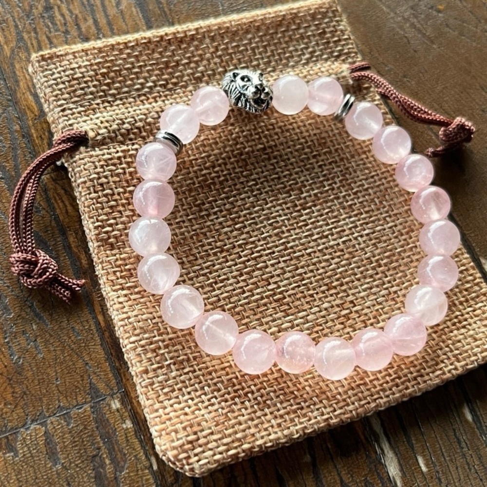 BrandNew Rose Quartz Adjustable Bracelet Genuine Rose Quartz Bracelet